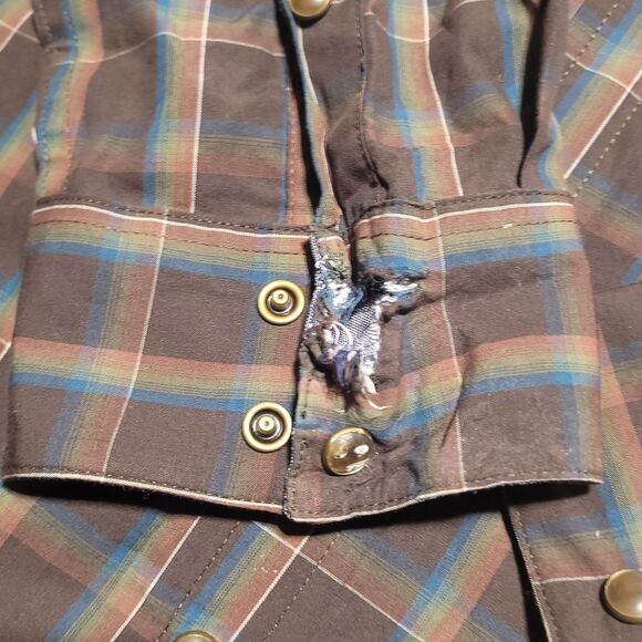 Cody James Men’s Brown Plaid Print Long Sleeve Snap Western Flannel Shirt XLarge - Picture 10 of 10